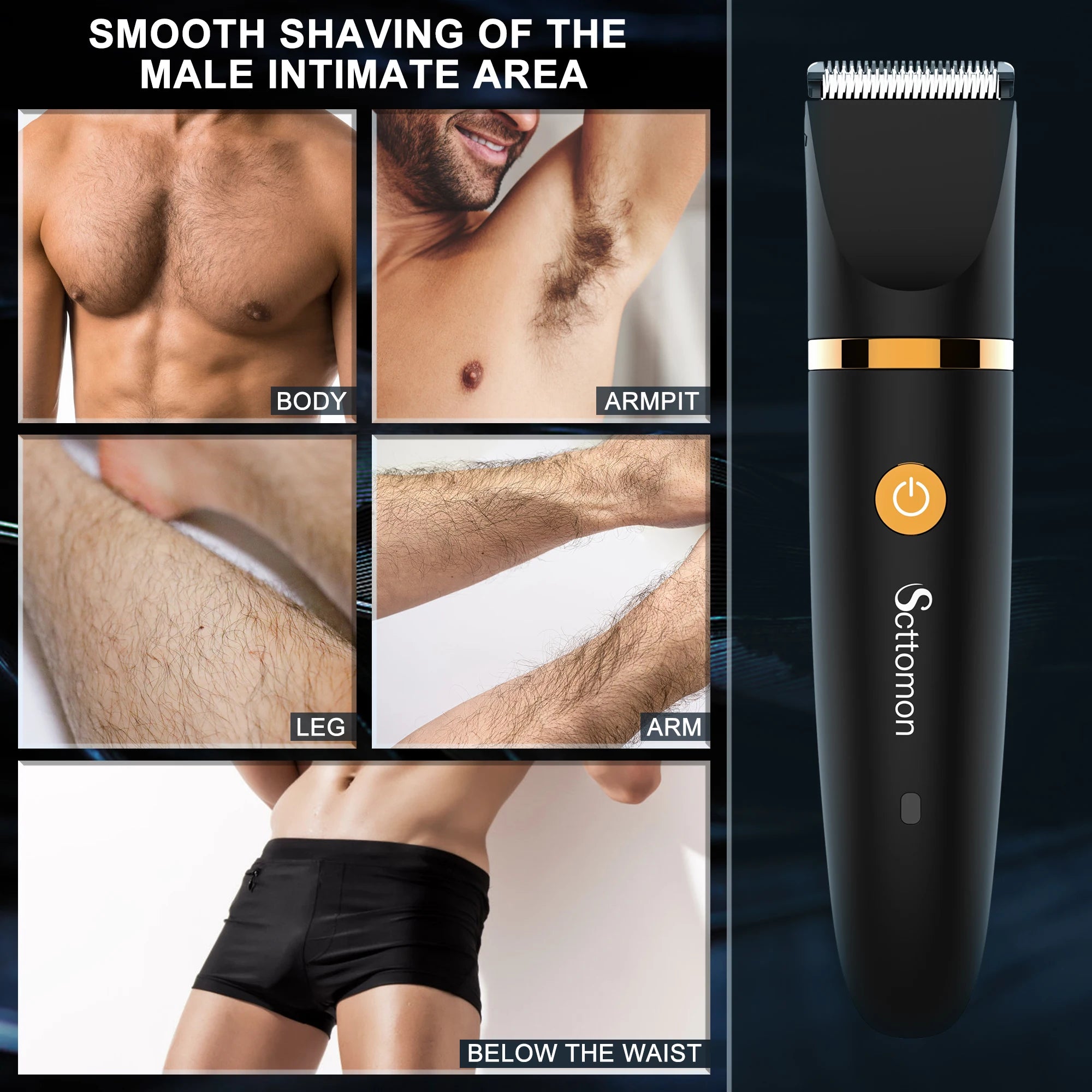 Scttomon Men'S 3-In-1 Multifunctional Razor Fullbody Water Wash Electric Shaver with Storage Base, Versatile Hair Removal Device