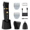Scttomon Men'S 3-In-1 Multifunctional Razor Fullbody Water Wash Electric Shaver with Storage Base, Versatile Hair Removal Device